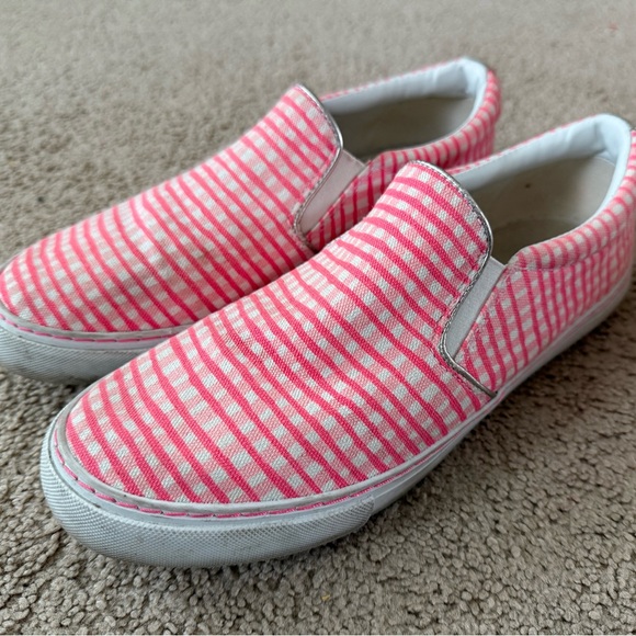 Lilly Pulitzer Pink Striped Women's Slip-On Sneakers - Picture 1 of 5